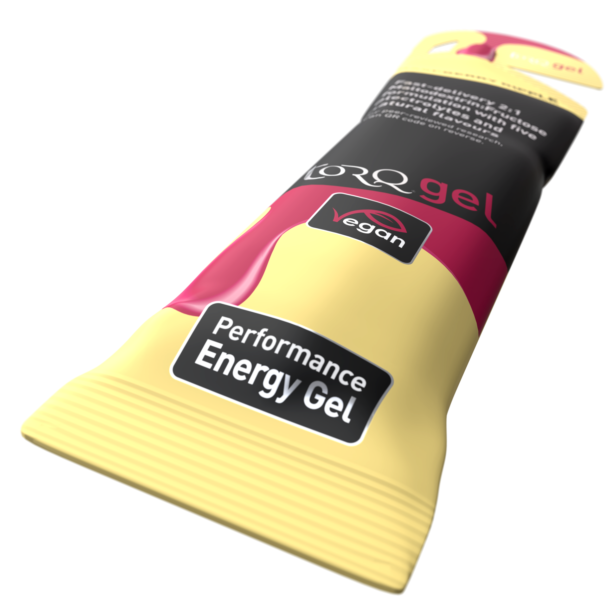 Nerifrån TORQ energigel med smak av hallon för löpning, cykling och triathlon